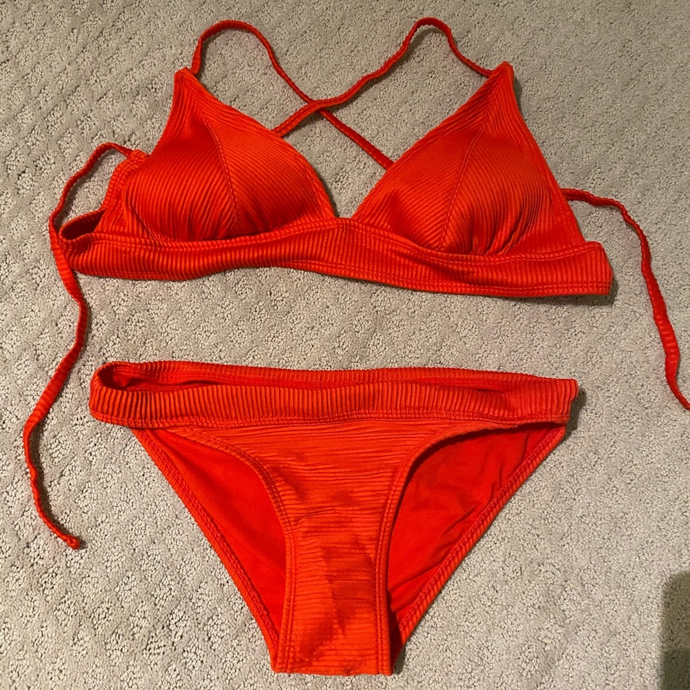 Red Ribbed Bikini - Xhileration Brand